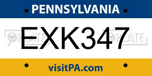 EXK347 Pennsylvania License Plate