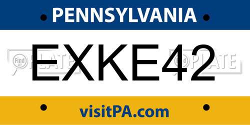 EXKE42 Pennsylvania License Plate