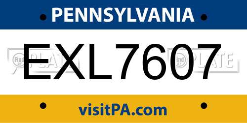EXL7607 Pennsylvania License Plate