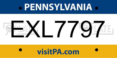 EXL7797 Pennsylvania License Plate