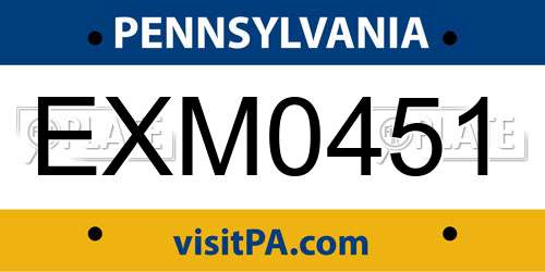 EXM0451 Pennsylvania License Plate