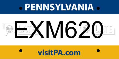 EXM620 Pennsylvania License Plate