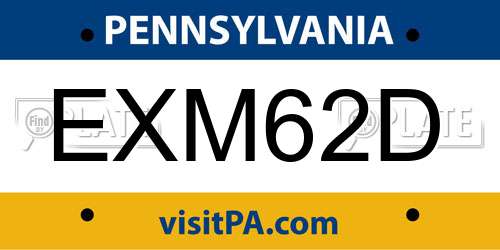 EXM62D Pennsylvania License Plate