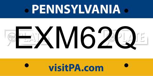 EXM62Q Pennsylvania License Plate