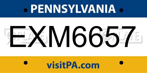 EXM6657 Pennsylvania License Plate