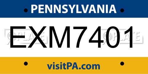 EXM7401 Pennsylvania License Plate
