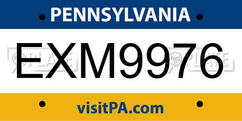 EXM9976 Pennsylvania License Plate