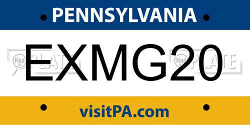 EXMG20 Pennsylvania License Plate