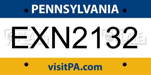 EXN2132 Pennsylvania License Plate
