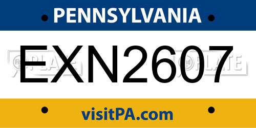 EXN2607 Pennsylvania License Plate