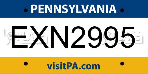 EXN2995 Pennsylvania License Plate
