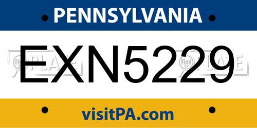 EXN5229 Pennsylvania License Plate