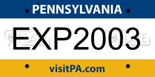 EXP2003 Pennsylvania License Plate