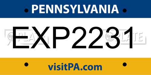 EXP2231 Pennsylvania License Plate