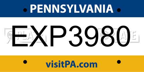 EXP3980 Pennsylvania License Plate