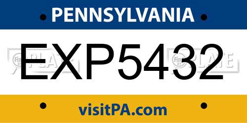 EXP5432 Pennsylvania License Plate