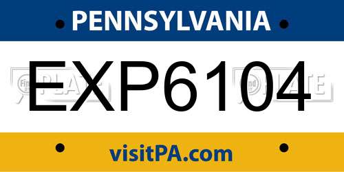 EXP6104 Pennsylvania License Plate