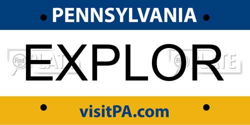 EXPLOR Pennsylvania License Plate