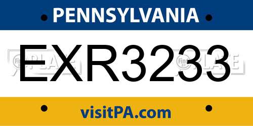 EXR3233 Pennsylvania License Plate