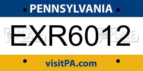 EXR6012 Pennsylvania License Plate