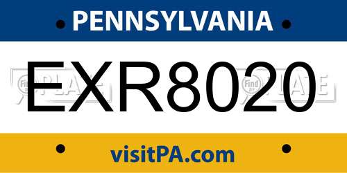 EXR8020 Pennsylvania License Plate