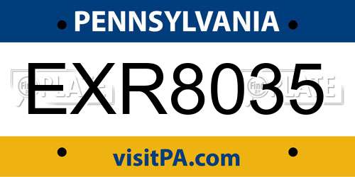 EXR8035 Pennsylvania License Plate