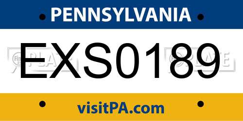 EXS0189 Pennsylvania License Plate