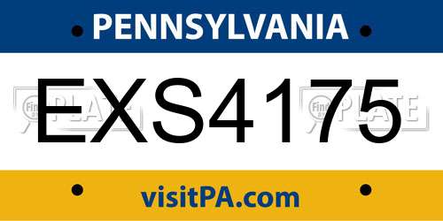 EXS4175 Pennsylvania License Plate