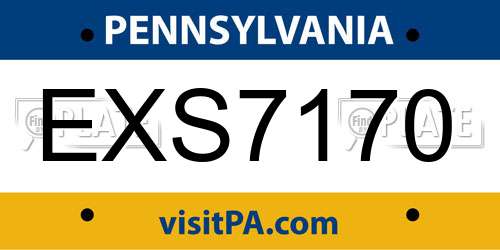 EXS7170 Pennsylvania License Plate