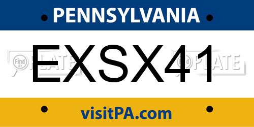 EXSX41 Pennsylvania License Plate