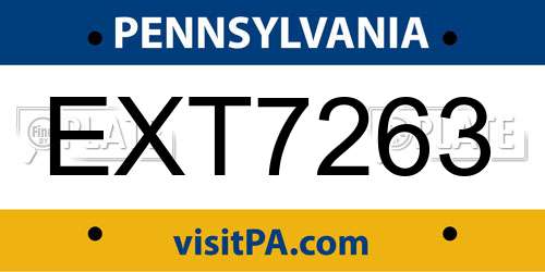 EXT7263 Pennsylvania License Plate