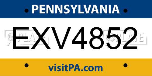 EXV4852 Pennsylvania License Plate