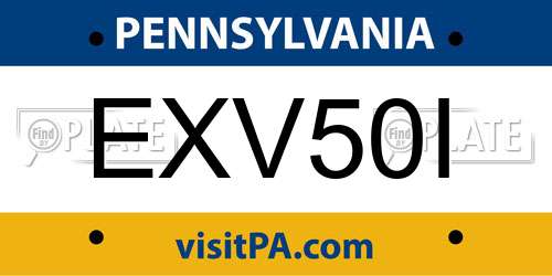 EXV50I Pennsylvania License Plate