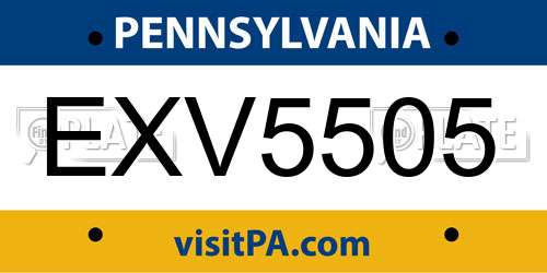 EXV5505 Pennsylvania License Plate