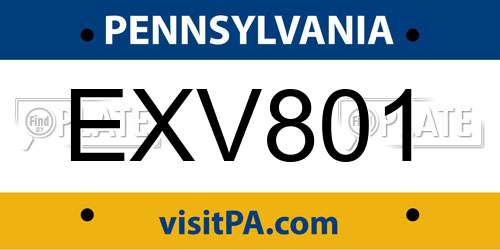 EXV801 Pennsylvania License Plate