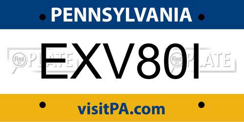 EXV80I Pennsylvania License Plate
