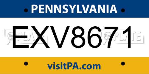 EXV8671 Pennsylvania License Plate