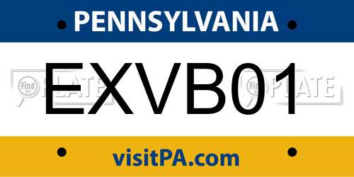 EXVB01 Pennsylvania License Plate