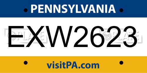 EXW2623 Pennsylvania License Plate