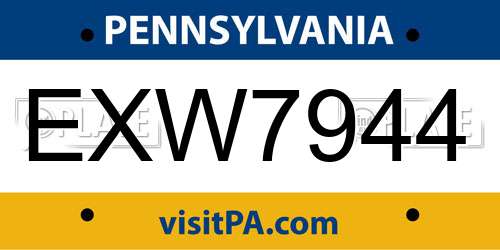 EXW7944 Pennsylvania License Plate