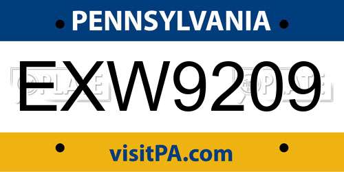 EXW9209 Pennsylvania License Plate