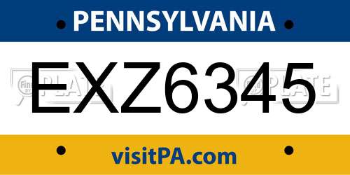 EXZ6345 Pennsylvania License Plate
