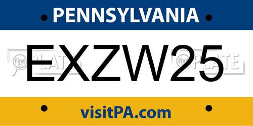 EXZW25 Pennsylvania License Plate