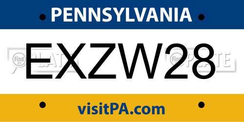 EXZW28 Pennsylvania License Plate