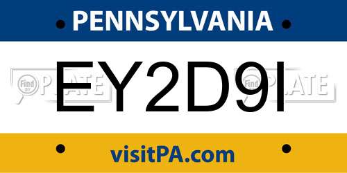 EY2D9I Pennsylvania License Plate