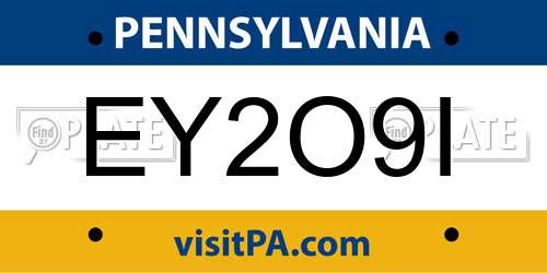 EY2O9I Pennsylvania License Plate