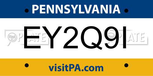 EY2Q9I Pennsylvania License Plate