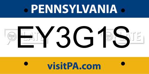 EY3G1S Pennsylvania License Plate