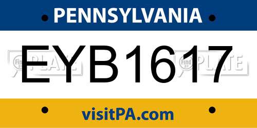 EYB1617 Pennsylvania License Plate