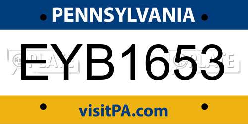 EYB1653 Pennsylvania License Plate